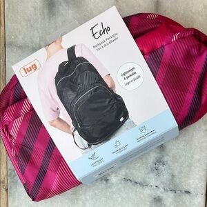 Lug Echo Packable Backpack in Vibrant Pink Plaid